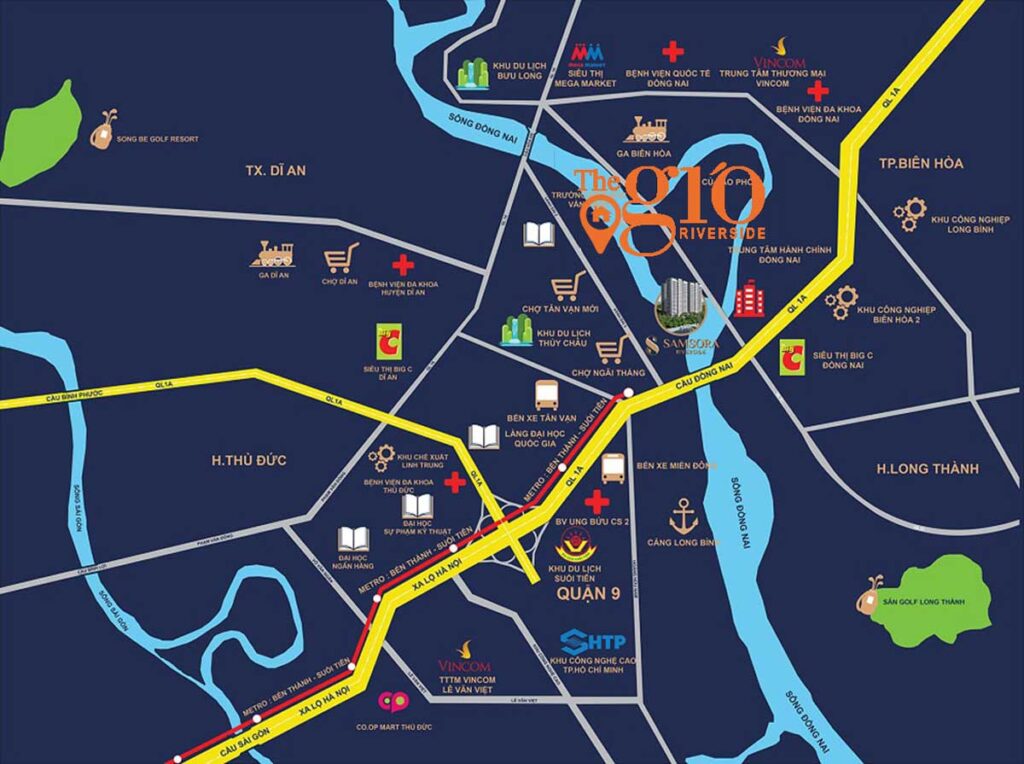 Vị trí The Gió Riverside sở hữu vị trí đắc địa ngay trung tâm khu vực Dĩ An,