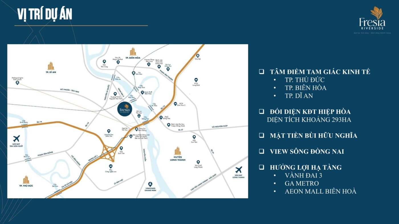 Vị trí Fresia Riverside Đồng Nai 