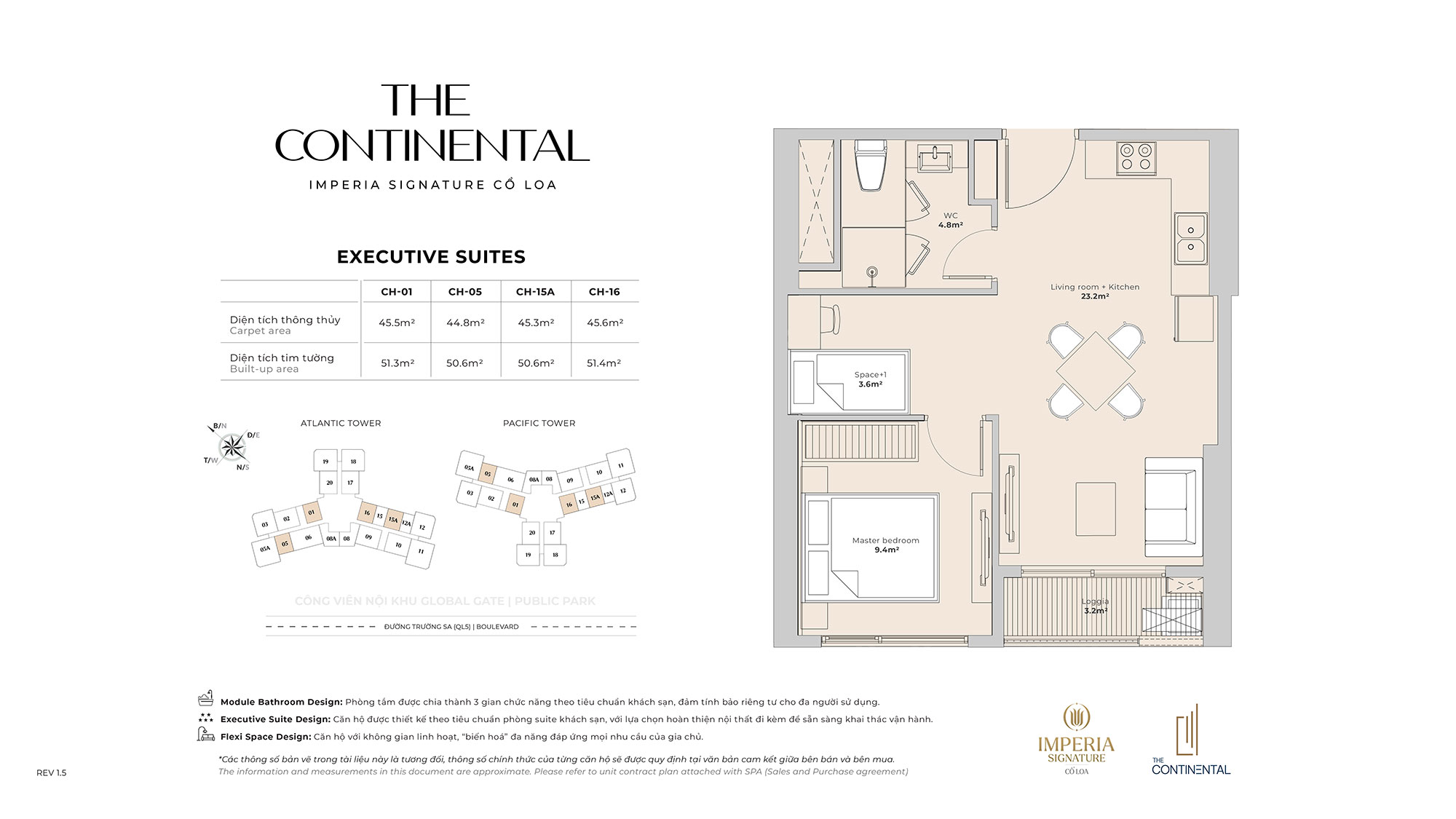 mat bang can ho 1pn1 the continental