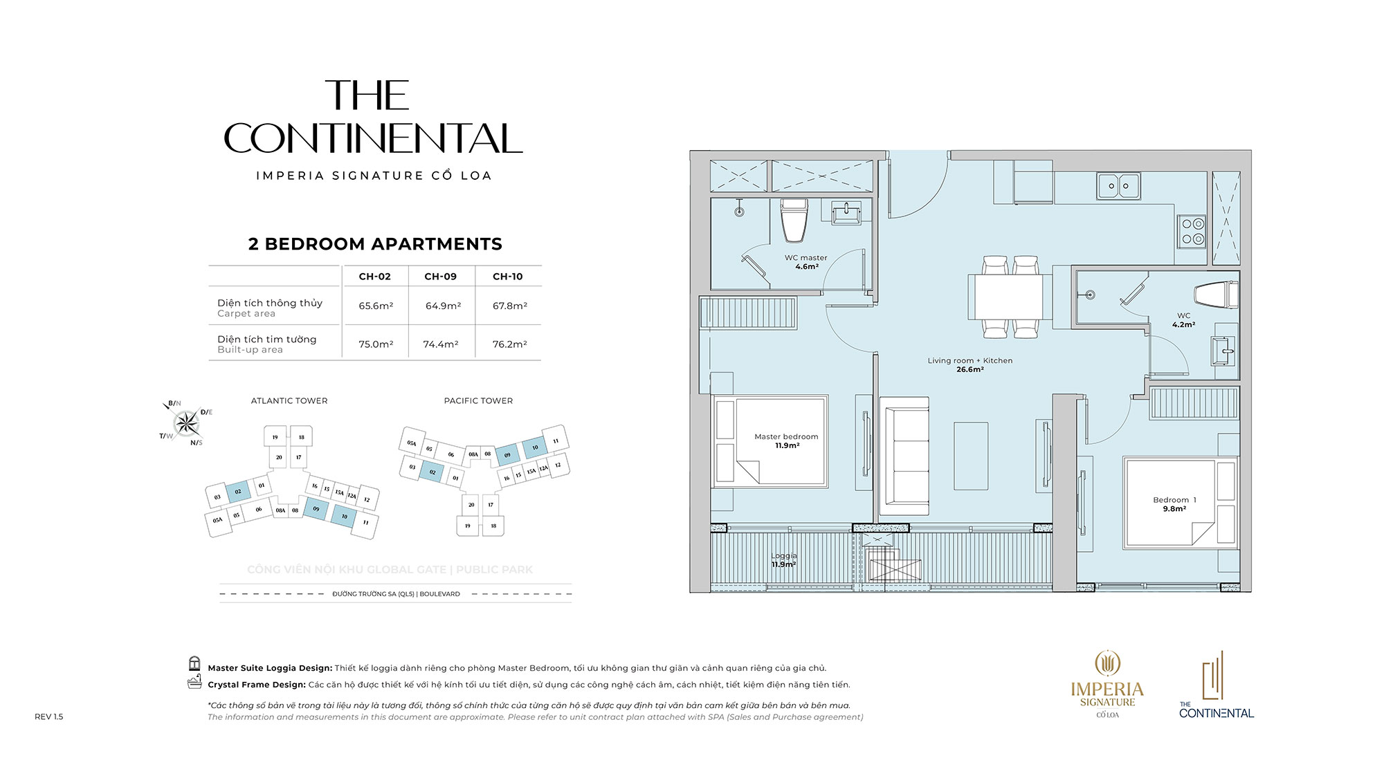 mat bang can ho 2pn the continental 2