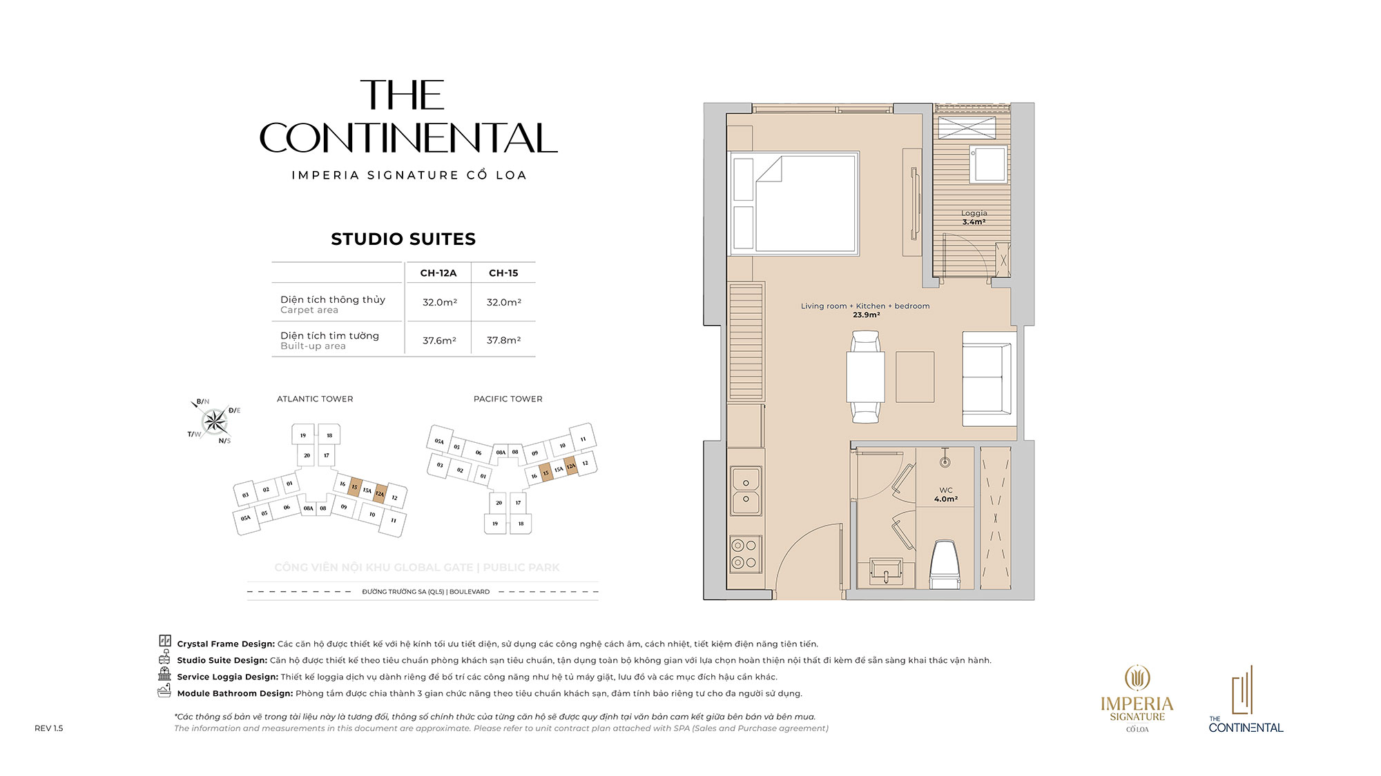 mat bang can ho studio the continental