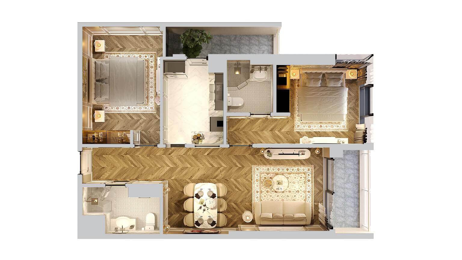 thiet ke can ho 2 ngu capital square da nang