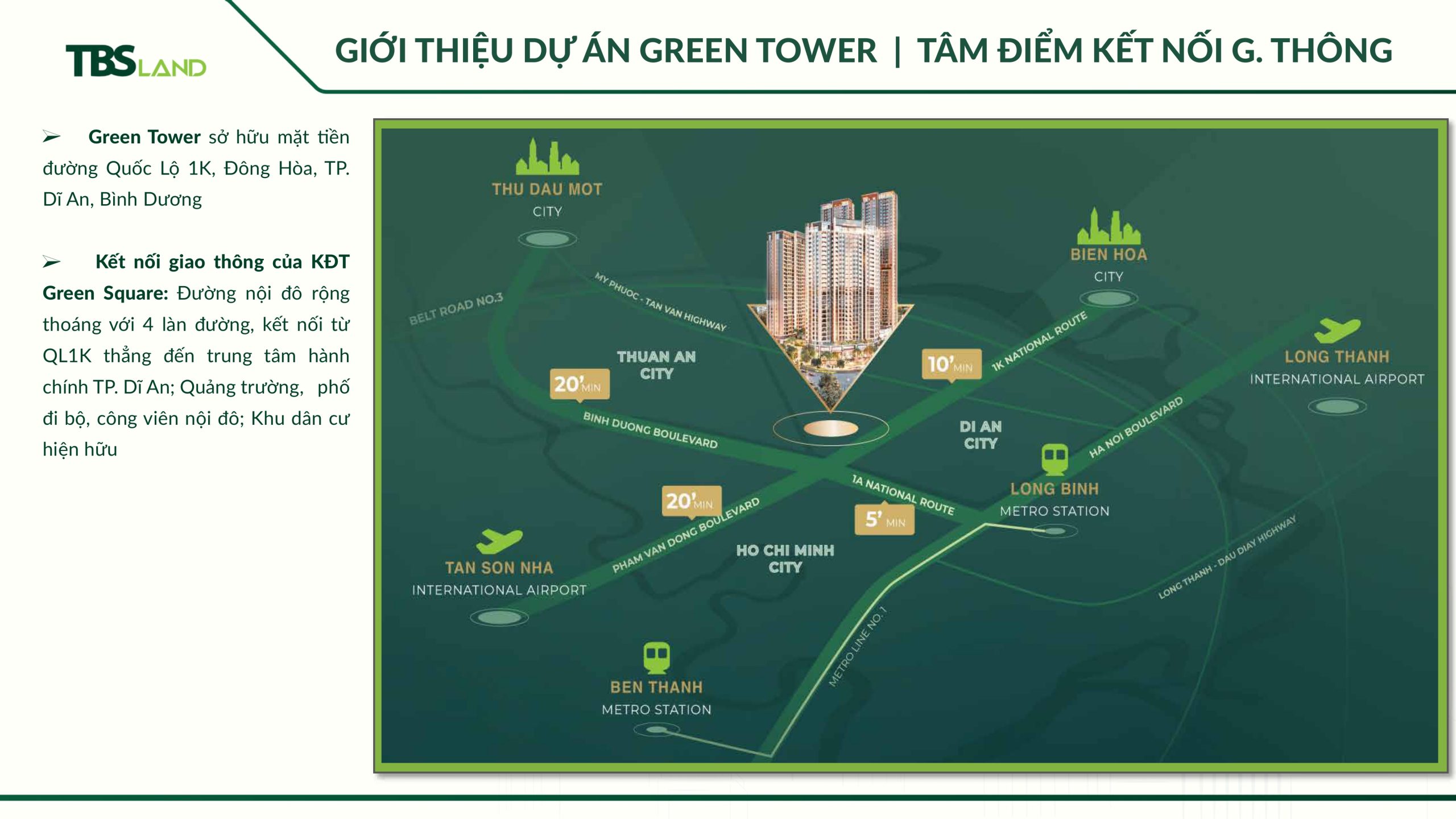 Vị trí dự án Green Tower Dĩ An Bình Dương