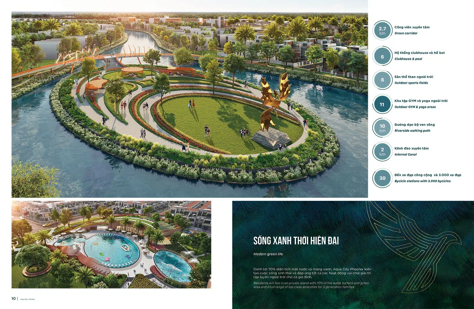 Đảo Phượng Hoàng có tới 70% diện tích mặt nước và mảng xanh.