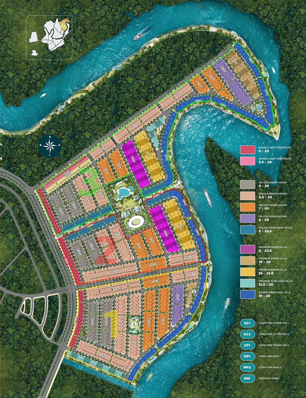 Mặt bằng Phân khu Phoenix South thuộc Đảo Phượng Hoàng dự án Aqua City.