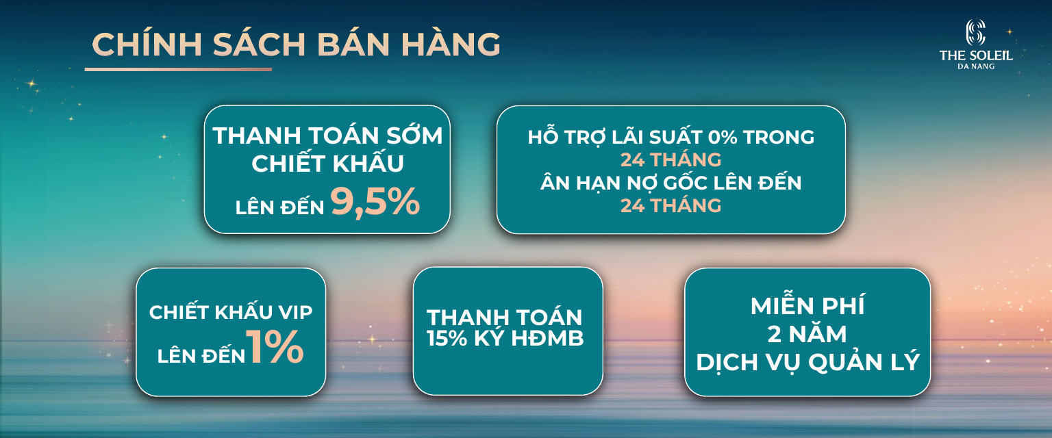 Giá bán và chính sách thanh toán dự án the soleil đà nẵng