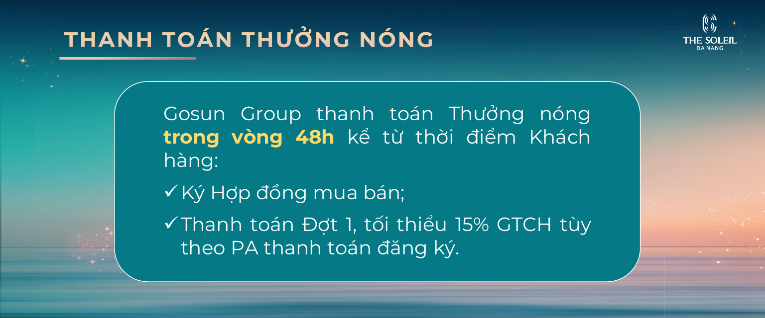 Giá bán và chính sách thanh toán dự án the soleil đà nẵng