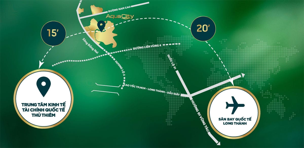 Vị trí liên kết vùng Đảo Phượng Hoàng Phoenix South – Aqua City