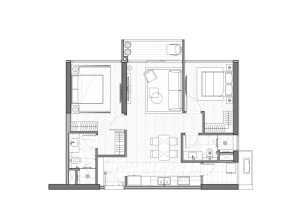 mat bang can ho the skyline mu3 2br