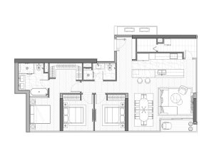 mat bang can ho the skyline mu3 3br