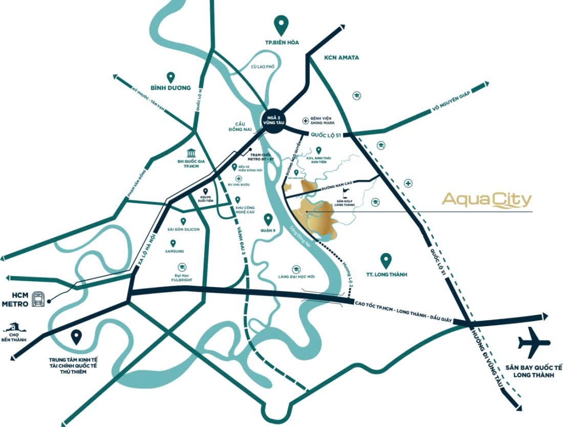 Vi tri phan khu Phoenix South Dao Phuong Hoang du an Aqua City