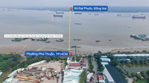 Khu vực dự kiến xây dựng cầu Phú Mỹ 2 (phường Phú Thuận, TP.HCM). Ảnh: PLO