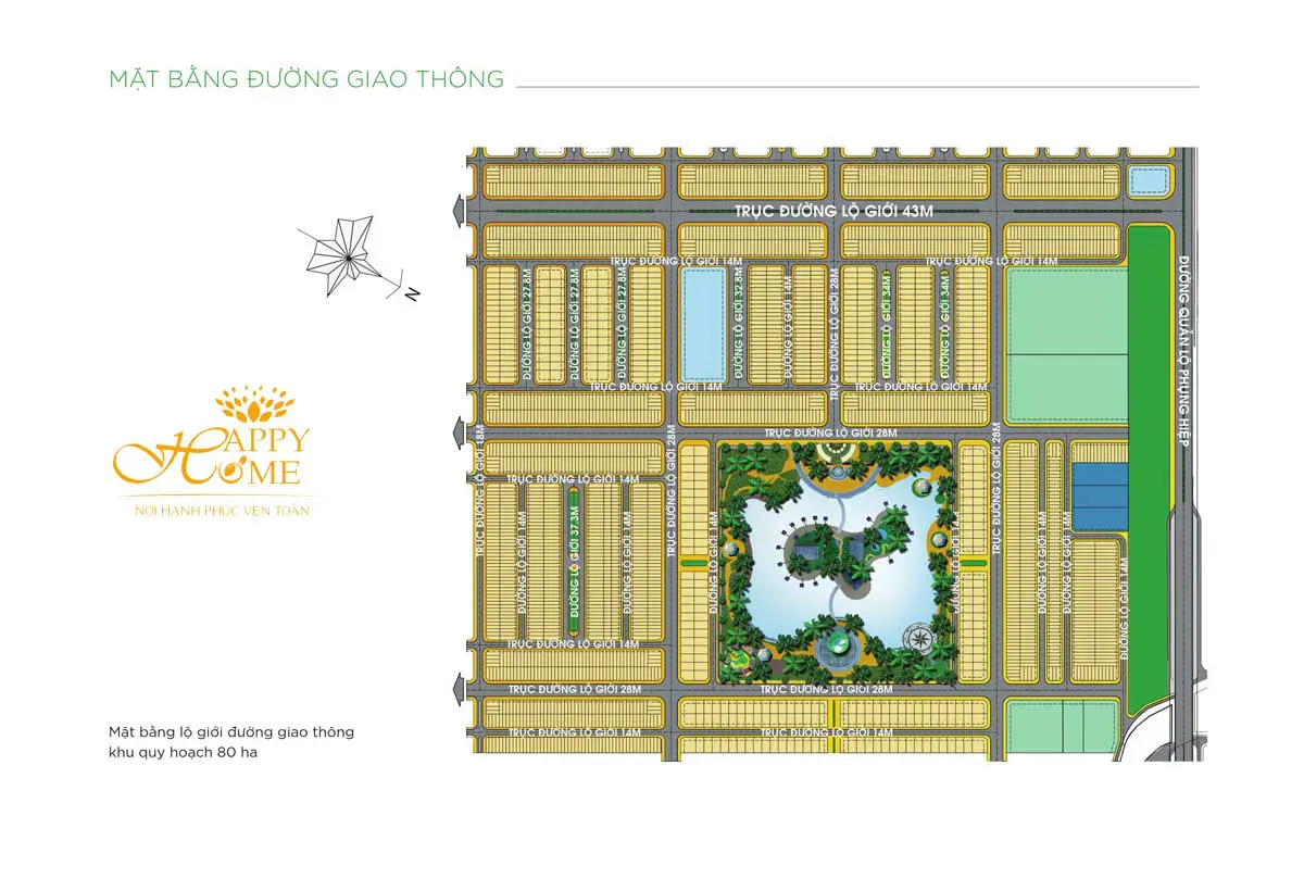 Mặt bằng phân khu 1 Dự án Khu đô thị Happy Home Cà Mau