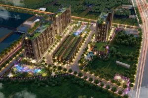 Phối cảnh tổng thể dự án nhà ở xã hội Phú Mỹ với quy mô 3 khối chung cư cao 15 tầng