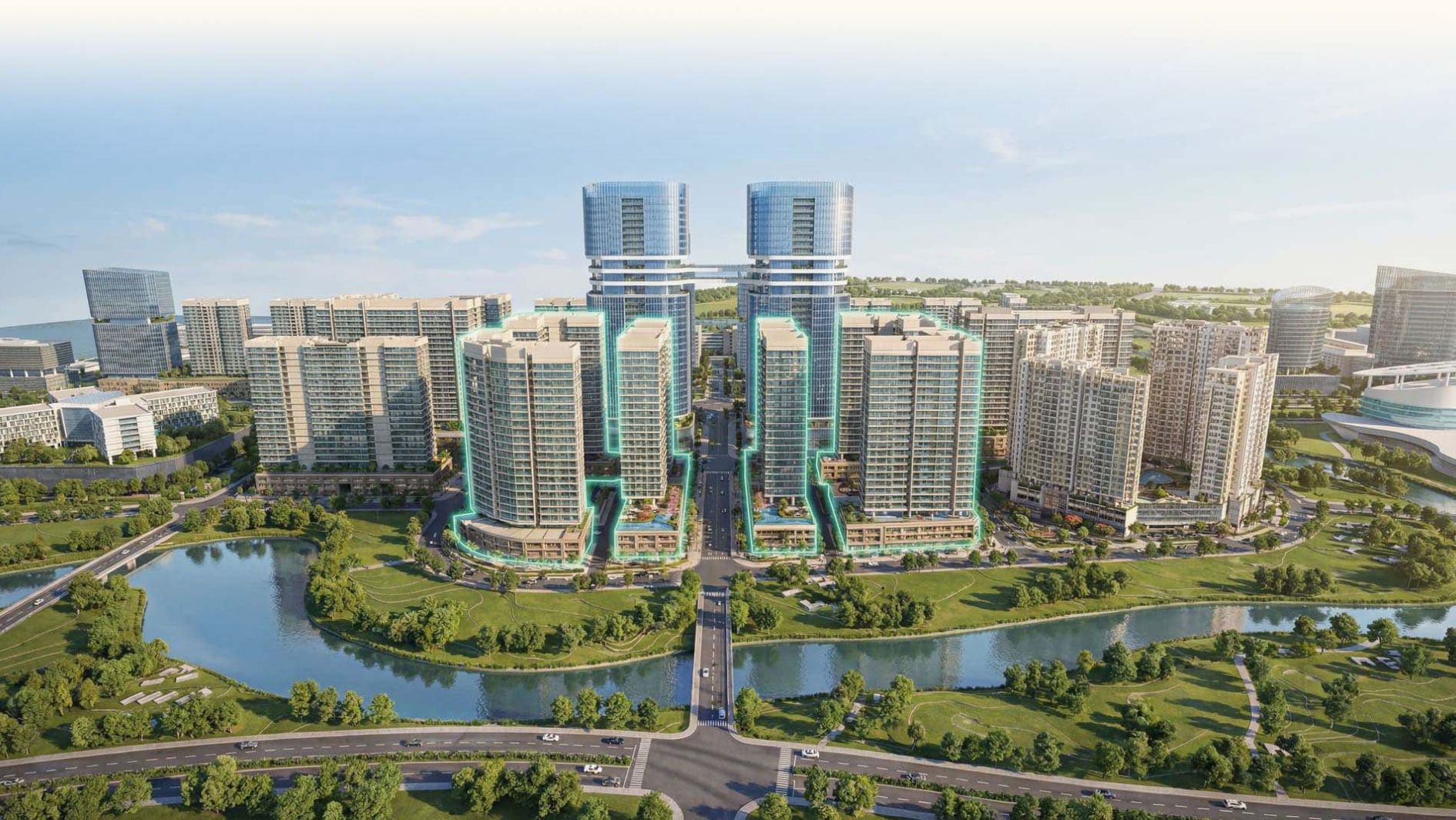 Phối cảnh kiến trúc sang trọng và quy mô hiện đại của tổ hợp Sarene Residence & Commercial Complex