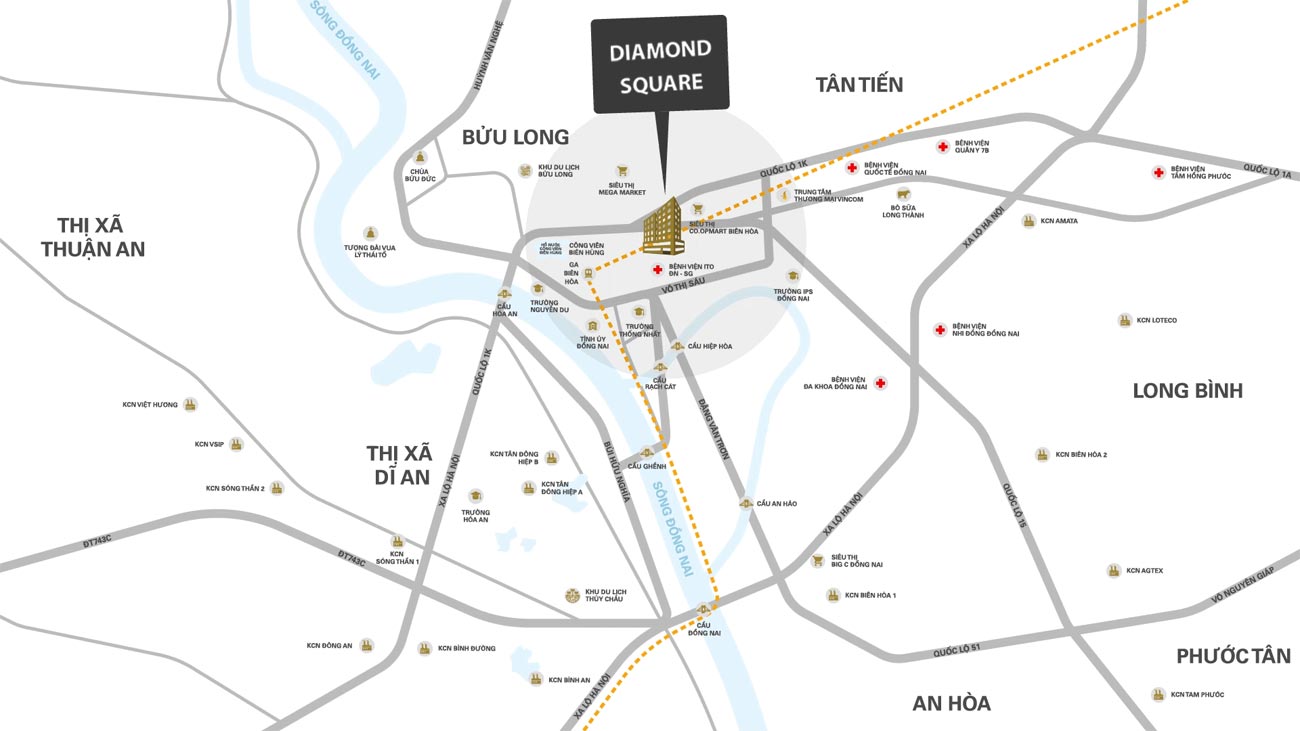 Vị trí địa chỉ Diamond Squarer Biên Hòa
