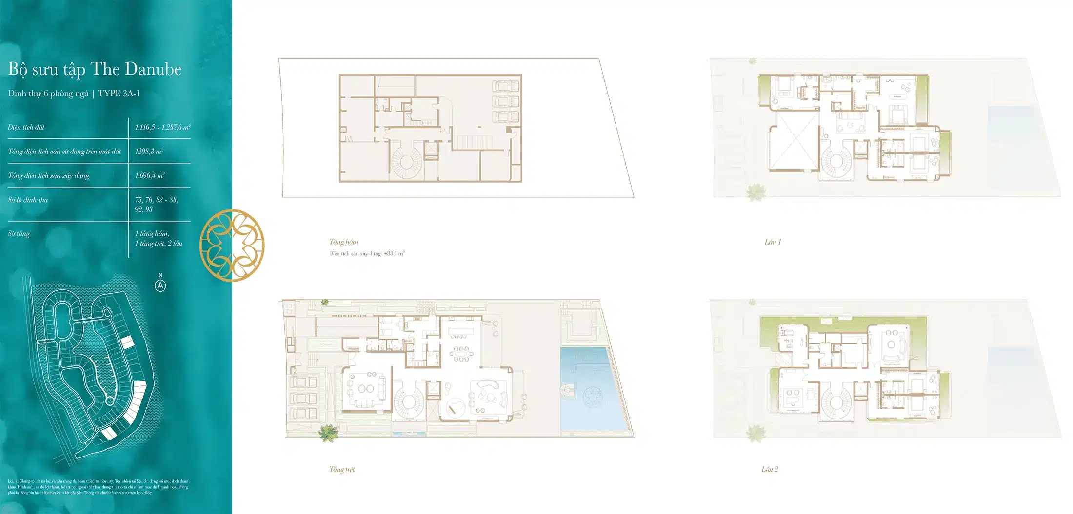 Layout Dinh thu The Danube thiet ke 6 Phong Ngu Loai 3A 1 thuoc du an The Rivus Elie Saab