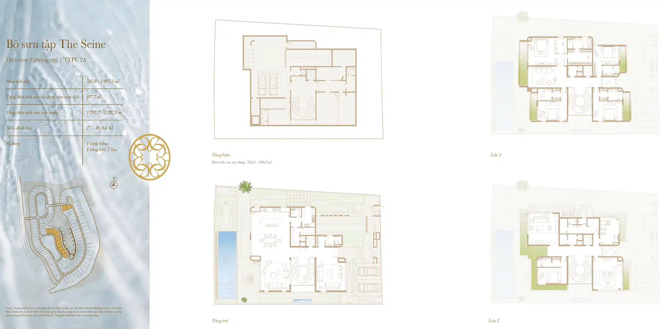 Layout Dinh thu The Seine thiet ke 5 Phong Ngu Loai 2A thuoc du an The Rivus Elie Saab
