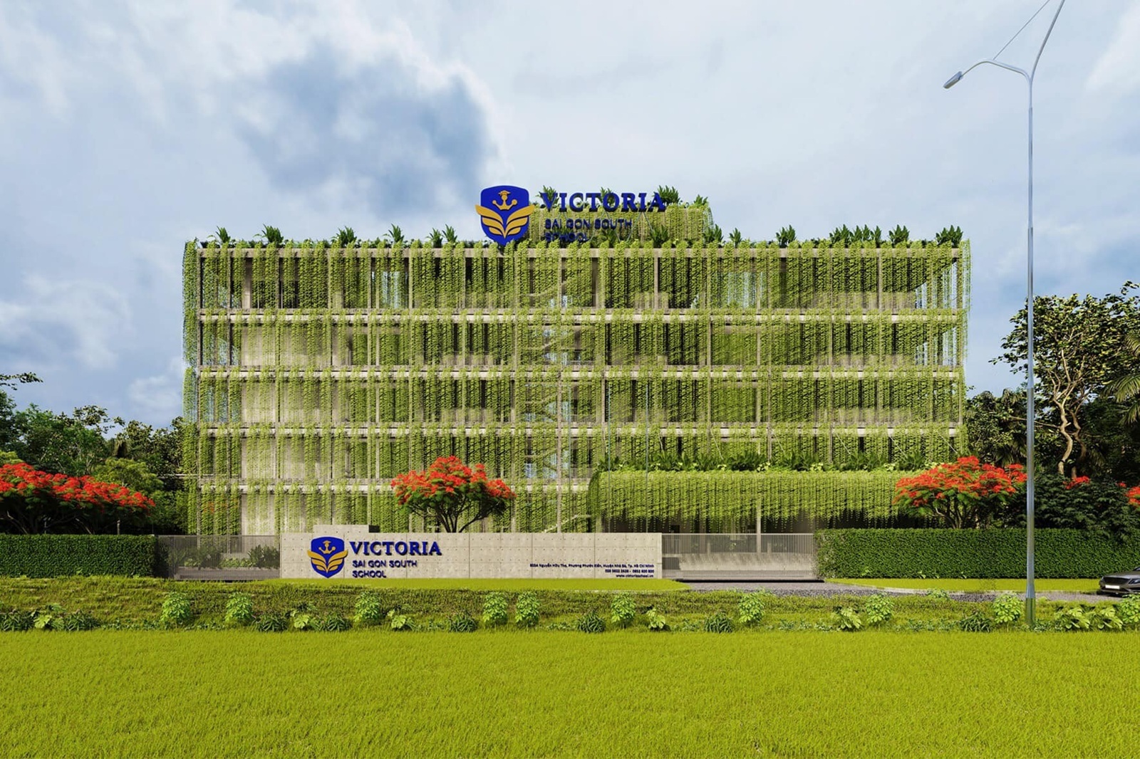 Trường victoria Nam Sài Gòn nằm ngay trước cổng dự án