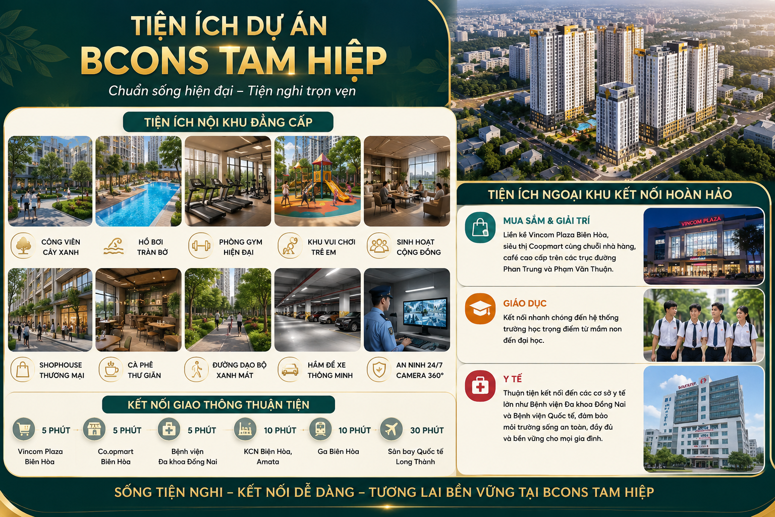Tiên Ích Dự Án Căn Hộ Bcons Tan Hiệp  Đồng Nai